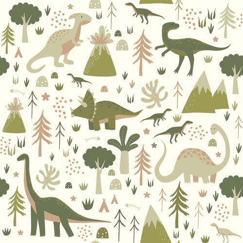 ESTAhome behang dinosaurussen groen - 50 x 900 cm - 131356