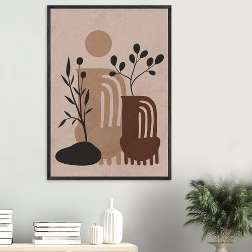 Artfulprints Poster Boho – Clay forms   - 30x40 cm - Bruin