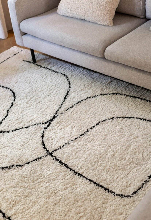 Interieur05 Hoogpolig Vloerkeed Lines wit - 160 x 230 cm