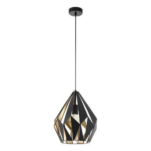 EGLO hanglamp Carlton 1 - e27 - ø 31cm - zwart/goud - vtwonen shop