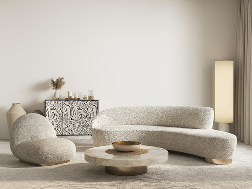 Laag dressoir met 2 deuren en 4 laden van MDF met Marmerhout textuur patroon - vtwonen shop