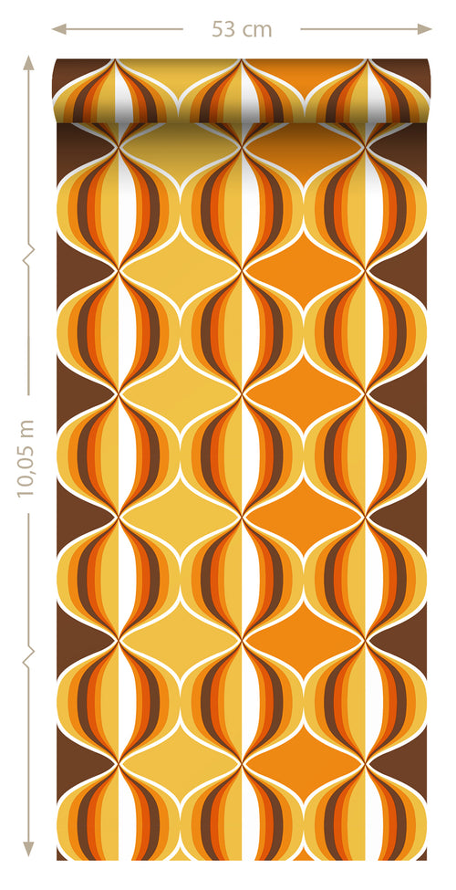 Sanders & Sanders behang retro ornamenten geel, bruin en oranje - 53 cm x 10.05 m - 935269 - vtwonen shop