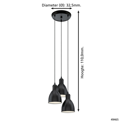 EGLO hanglamp Priddy - e27 - ø 32,5 cm - zwart/wit - vtwonen shop