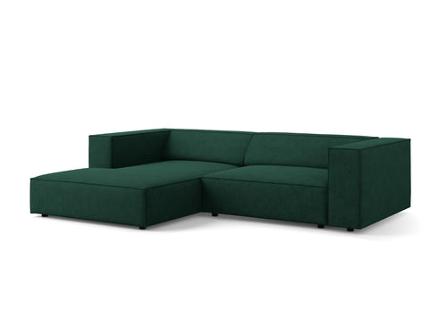 Cosmopolitan Design linker hoekbank Arendal 3-zits, chenille met ribbeleffect, flessengroen - 166x224x70cm