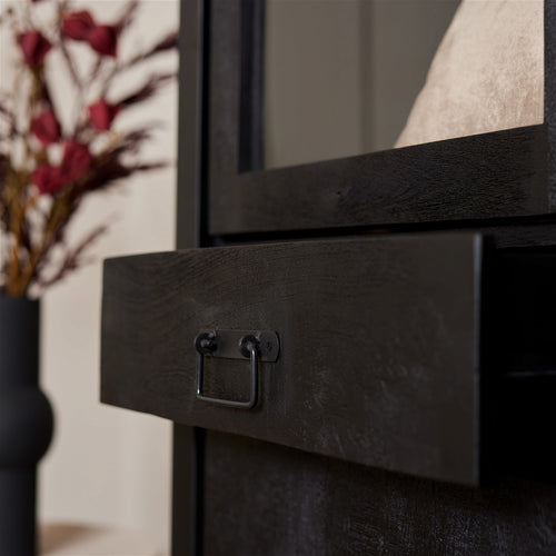 StarFurn Vitrinekast Boaz - Rechthoek Zwart Hout - 115x45x180cm