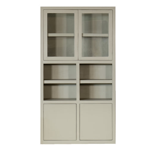Giga Meubel Kast Xander - Beige Mangohout/Glas - 120x45x220cm