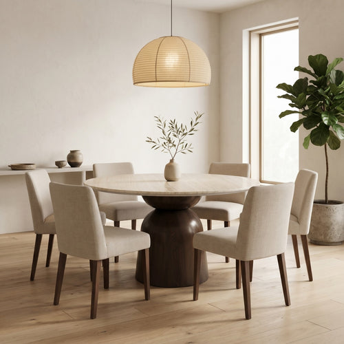 Giga Meubel Eettafel Yuka - Rond Naturel Marmer - 120x120x76cm