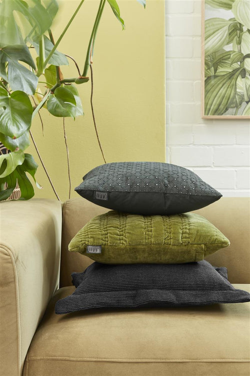 KAAT Amsterdam decoratiekussen Quilta - 43x43 cm - olijfgroen - vtwonen shop