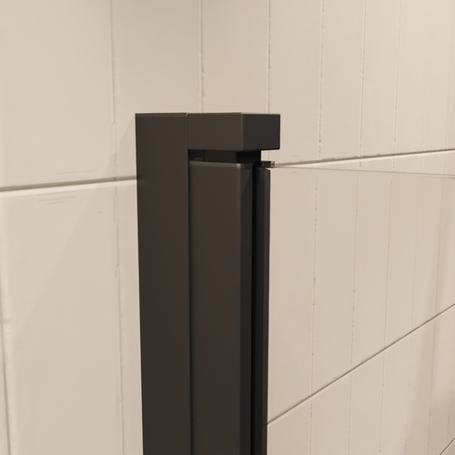 LOMAZOO badwand Palmas - draaibaar - anti kalk nano coating - helder glas - zwart - 100 x 140 cm