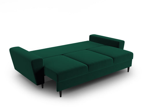 Cosmopolitan Design Slaapbank met opbergdoos Kyoto 3-zits, flueel flessengroen - 100x235x88cm