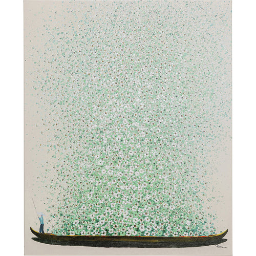 Kare Design Schilderij Flower Boat 80x100cm beige en groen