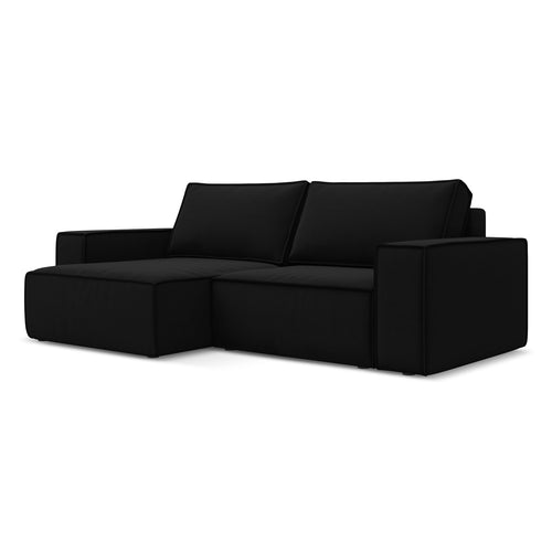 LaMiaSofa hoekbank links Livorno - velours - zwart - 257x148x82
