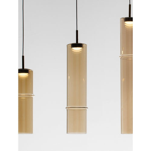 Nova Luce SANO Hanglamp voor aan het plafond, glanzend geborsteld goud, cognackleurige Triac dimbare LED 18W 1080lm 3000K
