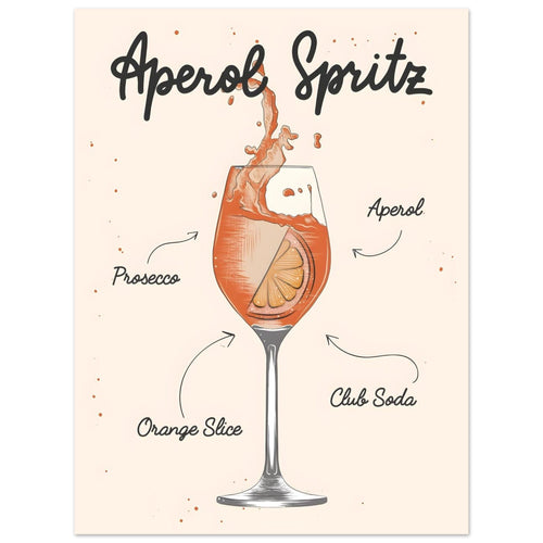 Artfulprints  Aperol Spritz cocktail II – Illustratie   poster 30x40 cm - vtwonen shop