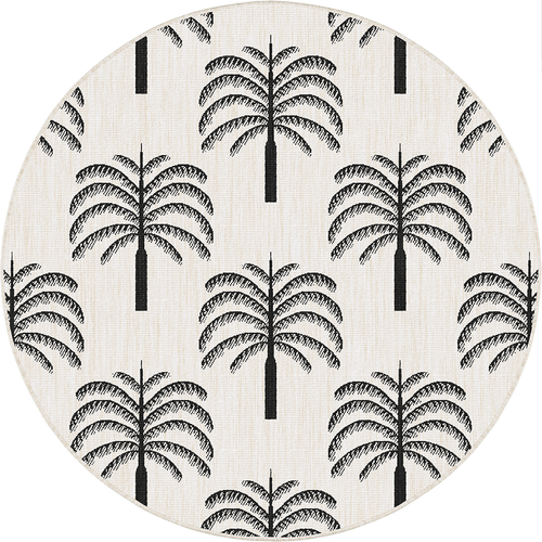 Rond buitenkleed Oase zwart/wit - Interieur05 - 240 x 240 cm