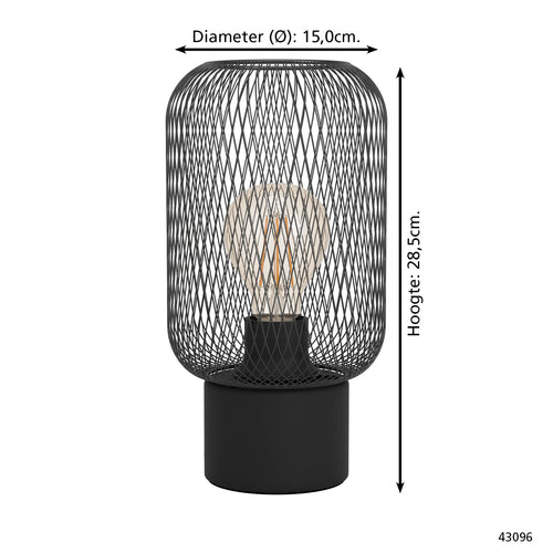EGLO tafellamp Wrington - e27 - 28,5 cm - zwart - vtwonen shop
