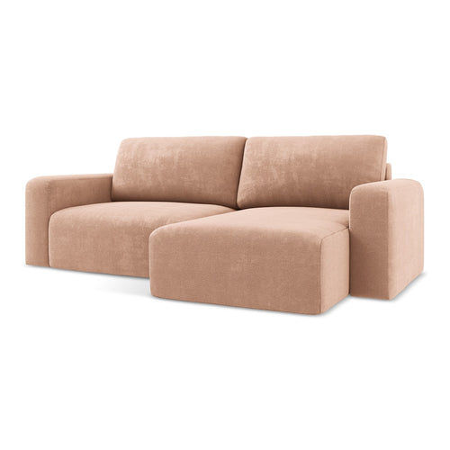 LaMiaSofa hoekbank rechts Ostia - chenille stof - perzik - 244x149x79