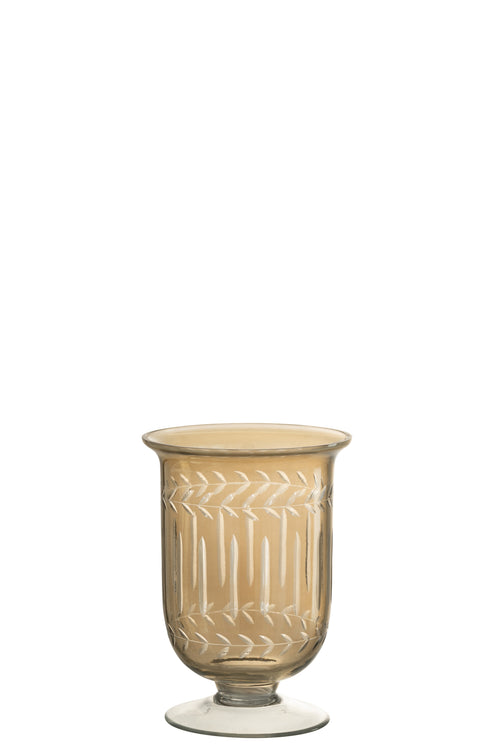 J-Line windlicht Romeins Steel - glas - small - 16 cm hoog