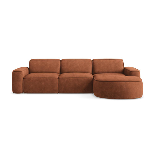 LaMiaSofa hoekbank rechts Melissa - chenille stof - terracotta - 284x166x70
