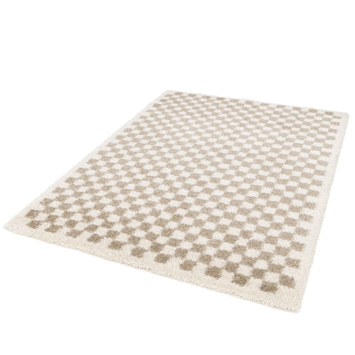 AFK Living vloerkleed Checkers - shaggy - beige - 160 x 213 cm