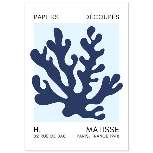 Artfulprints Poster met Lijst Matisse – Saltflower shapes navy blue I   - 30x40 cm - Blauw