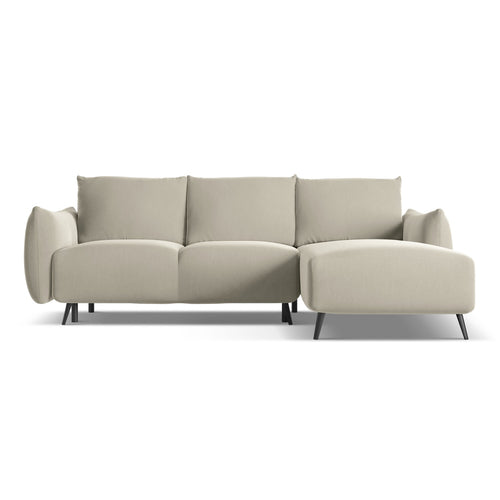 LaMiaSofa hoekbank rechts Genova - velours - parel - 242x162x86