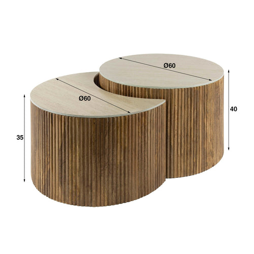 Giga Meubel Salontafel Nuovo - Travertin  - Set Van 2 - 60x60x40cm - vtwonen shop