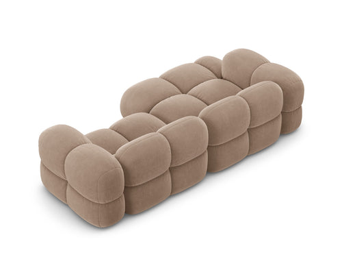 Cosmopolitan Design linker hoekbank Loretto 3-zits, flueel donkerbeige - 147x250x68cm