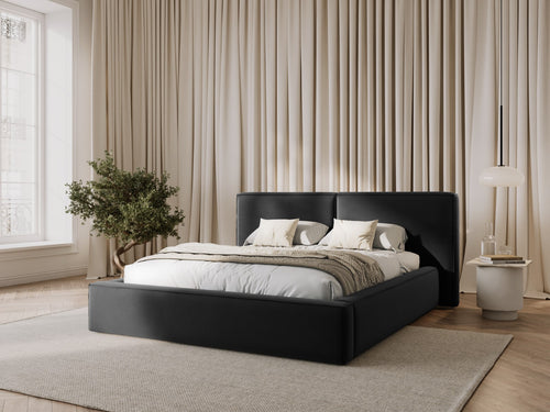 Micadoni Opbergbed met hoofdeinde Jodie 160x200cm, flueel, grijs - 228x214x108cm