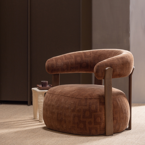 WOOOD fauteuil Foon - Structuurstof - Bruin - 78x82x73