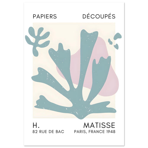 Artfulprints Poster met Lijst Matisse – Abstract bloom turquoise   - 50x70 cm - Turquoise