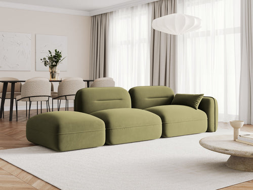 Cosmopolitan Design linker modulaire bank Sydney 3-zits, flueel, lichtgroen - 90x295x70cm