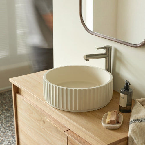 Tikamoon Ronde cementen wastafel cream ∅ 36 cm - Beige
