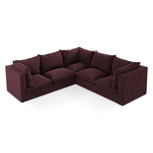 LaMiaSofa Modulaire hoekbank Ravenna - velours - bourgondië - 255x255x77