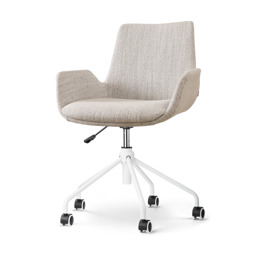 Nolon Nout-Eef Bureaustoel Beige Gemêleerd - Armleuning - Wit Onderstel - vtwonen shop