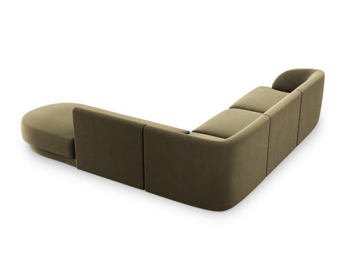 Micadoni rechter hoekbank Miley 6-zits, flueel, groente - 248x255x70cm