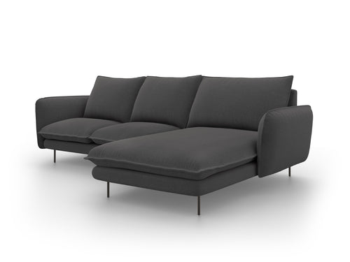 Cosmopolitan Design rechter hoekbank Vienna 5-zits, structurele stof, donkergrijs - 170x255x95cm
