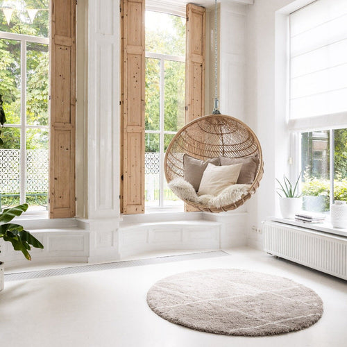 Interieur05 Berber Rond vloerkleed hoogpolig Grijs/Beige/Zand/Cream - scandinavisch - nea - 120 x 120 cm - vtwonen shop