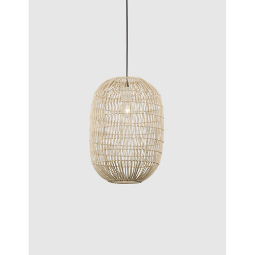 Merano Amarillo 30 cm koepel hangende plafondlamp natuurlijk rotan zwarte stof draad, voet LED E27