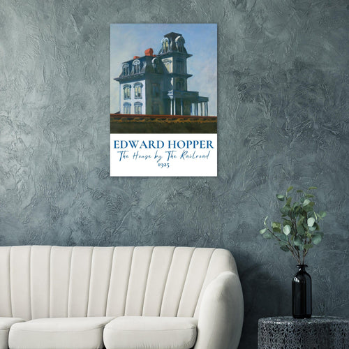 Artfulprints Poster met Lijst Edward Hopper - The house by the railroad   - 70x100 cm - Blauw