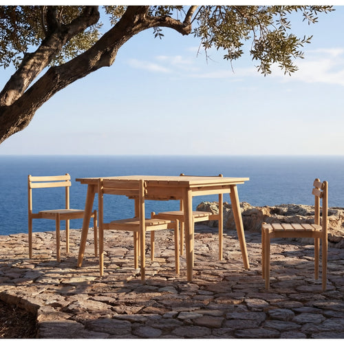 Tikamoon Uitschuifbare Tuinset in massief teak met 4 stoelen - Naturel