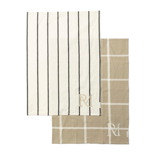 Rivièra Maison RM Stripes & Check Tea Towel 2 pcs - Katoen - Flax - vtwonen shop