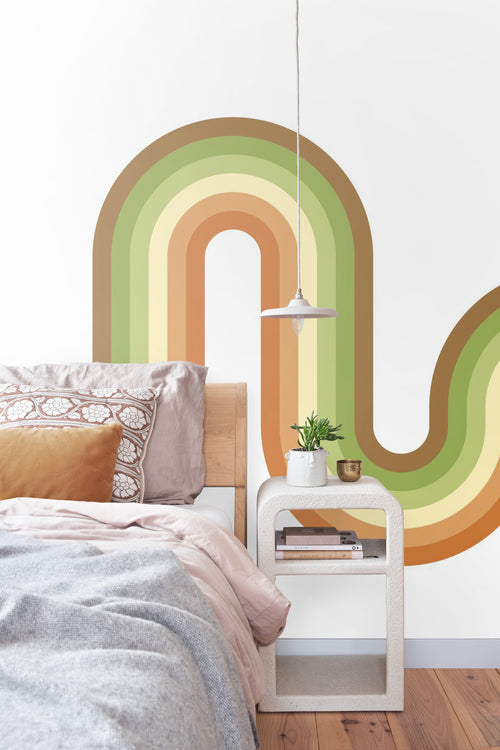 ESTAhome fotobehang retro ornamenten groen en oranje - 2.5 x 2.79 m - 159557