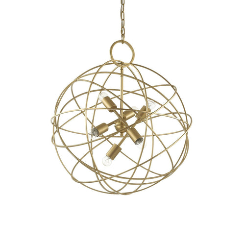 Ideal Lux Konse - 6-lichts bolvormige plafondhanger, goud