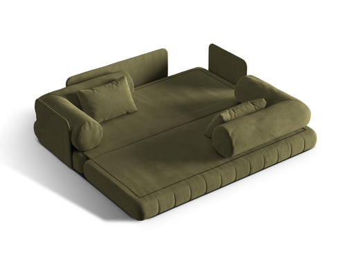 Cosmopolitan Design Converteerbare bank Kemi 3-zits, flueel groente - 95x206x70cm
