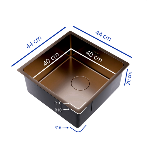 LOMAZOO Spoelbak Keuken Magnex - 40 x 40 cm - Koper - RVS