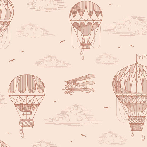 ESTAhome behang luchtballonnen terracotta roze - 50 x 900 cm - 139717 - vtwonen shop