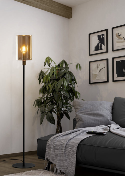 Stars of Light vloerlamp Polverara - e27 - 155 cm - zwart/amber
