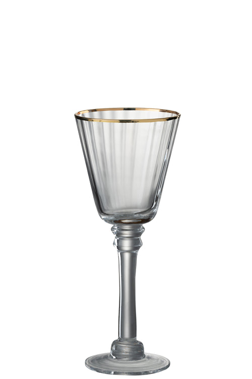 J-Line glas witte wijn Rand - glas - transparant/goud - 6 stuks