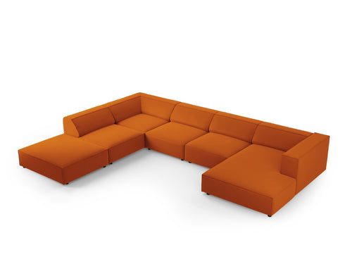 Cosmopolitan Design Panoramische hoekbank links Arendal 7-zits, flueel, terracotta - 262x364x70cm